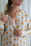 Floral cardigan - beige & blue