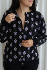 Floral cardigan - black & mauve