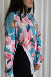 Floral wool sweater - coral sky