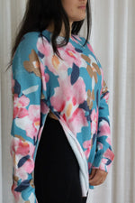 Floral wool sweater - coral sky