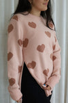 Sweater - knitted heart - old pink