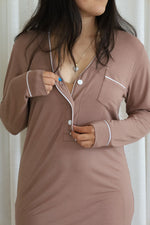 Long-sleeved nightgown - café au lait