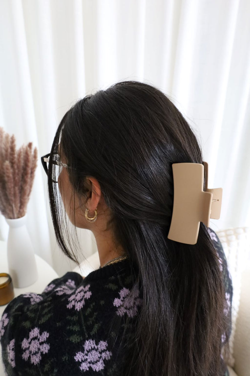 Rectangular hair clip - cappucino