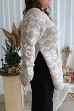 Flock wool sweater - beige & white