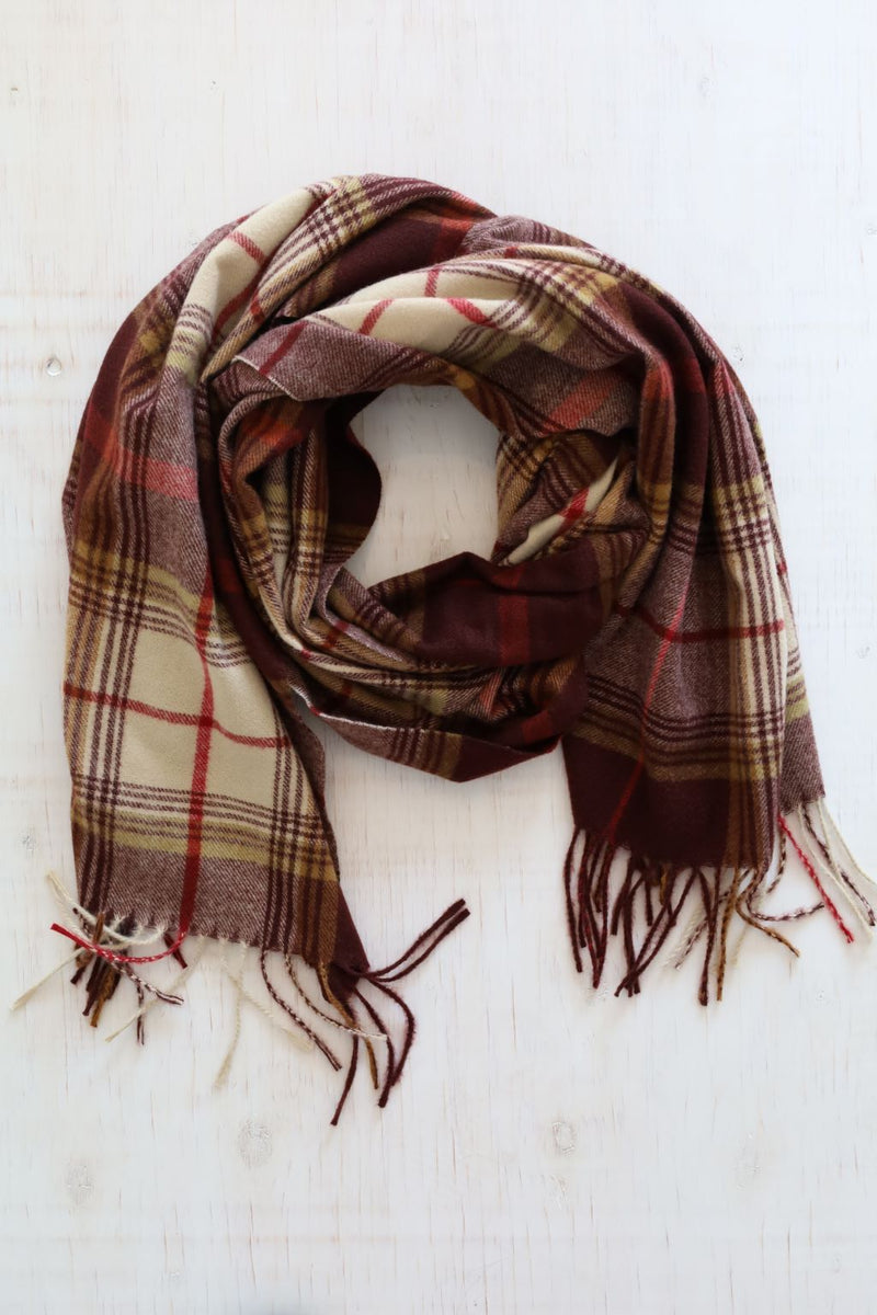 Lightweight plaid scarf - burgundy