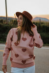 Sweater - knitted heart - old pink