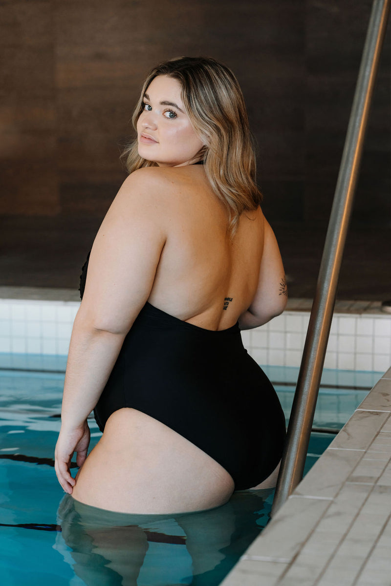 One-piece halterneck swimsuit - black onyx