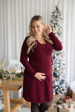 ALEXANDRINE long-sleeved dress - sparkling red