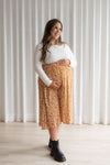 Floral skirt with elastic waist - butterscotch