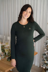 LÉGERS DÉFAUTS - BALLOUNE DESIGN X ROSE MATERNITÉ - AMANDINE Dress with STARRY MOMAN EMBROIDERY - forest green