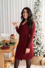 ALEXANDRINE long-sleeved dress - sparkling red