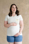 T-shirt with zipper embroidery - mottled beige