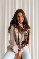 Lightweight plaid scarf - burgundy