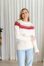 AGATHA sweater (unzipped) - cream & red