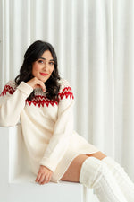 AGATHA sweater (unzipped) - cream & red