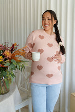 Sweater - knitted heart - old pink