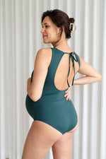 One-piece high neck swimsuit - emerald green