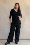 Cargo pants (elastic waistband) - black