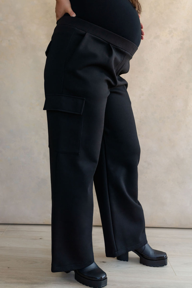 Cargo pants (elastic waistband) - black