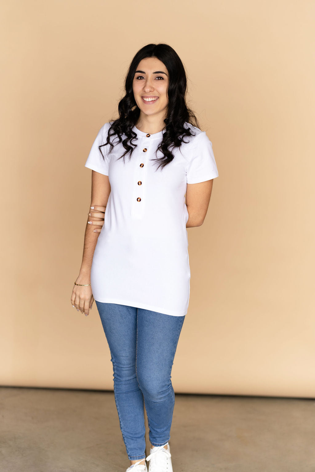 INTRIGUE t-shirt with buttons - white - ROSE MATERNITÉ