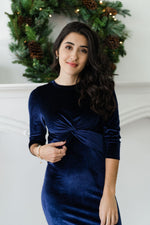 FIRST KISS dress with bow - navy velvet