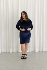 FIRST KISS dress with bow - navy velvet