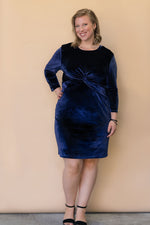 FIRST KISS dress with bow - navy velvet