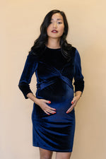 FIRST KISS dress with bow - navy velvet