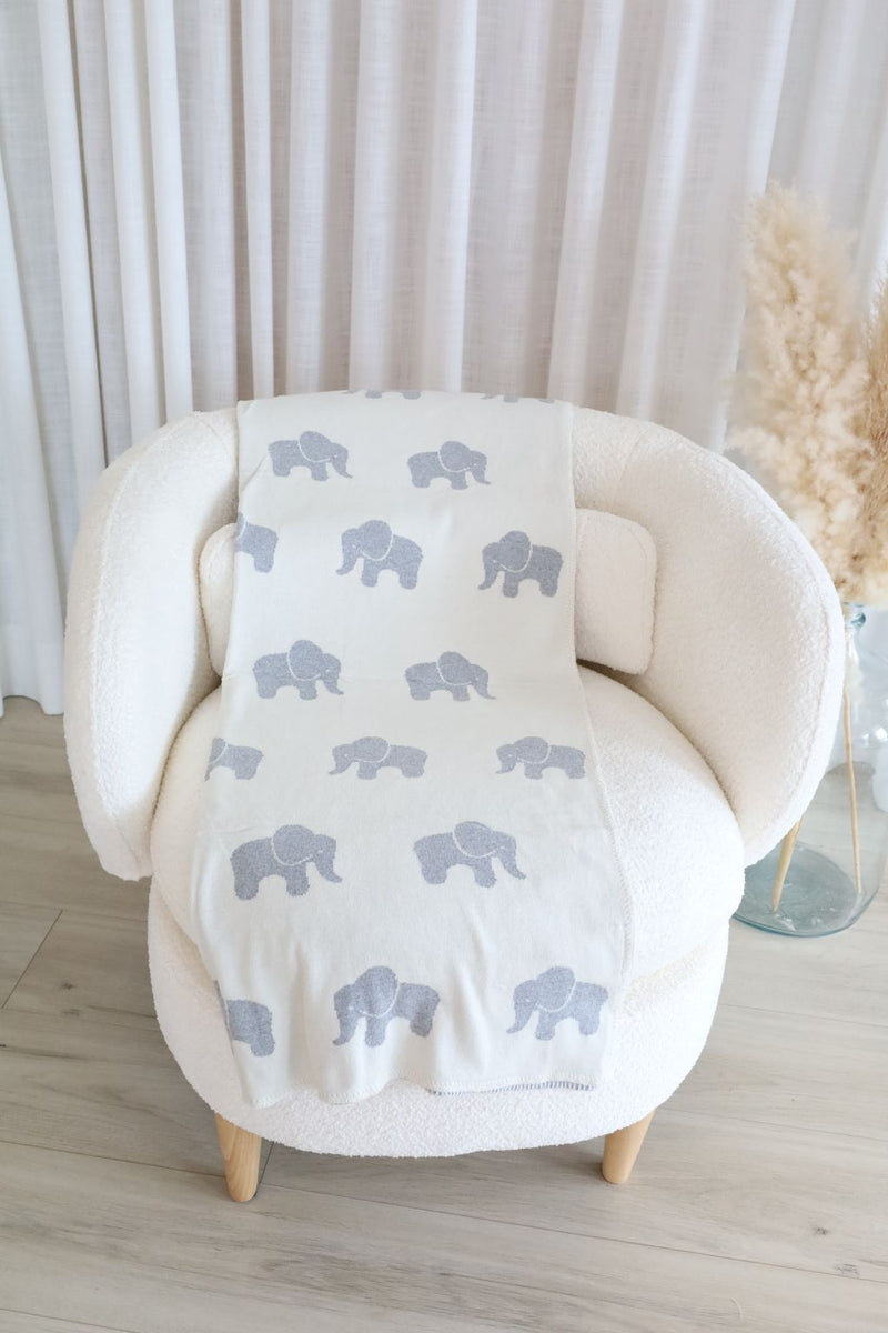 Couverture à motifs - éléphant gris