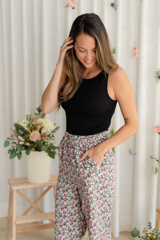 Pantalons à taille élastique - combo fleuri