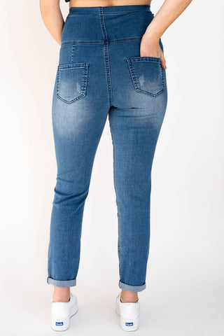 Jeans 7/8 délavé - bleu denim